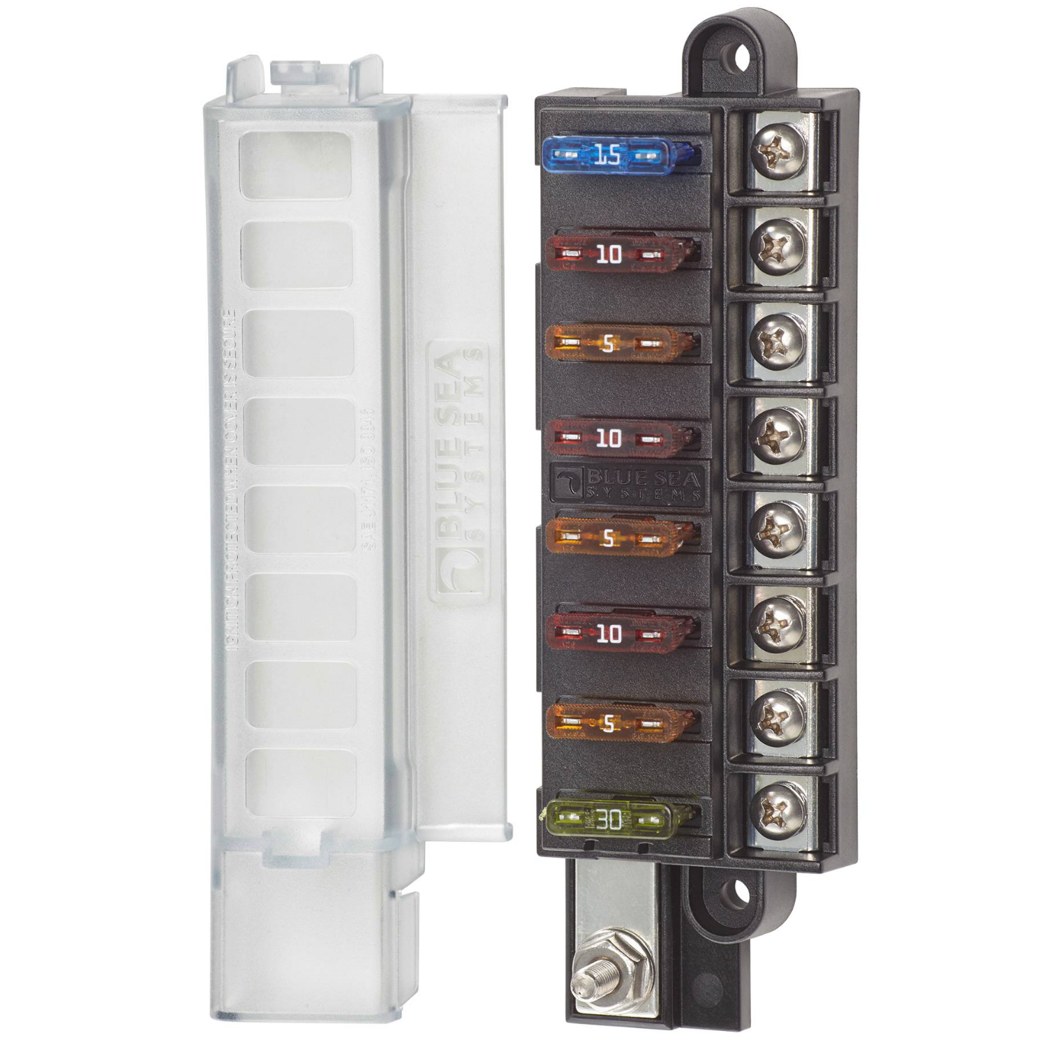 Blue Sea Systems, Sicherungsverteiler 8-Fach Compact, Flachsicherungen/ ATO