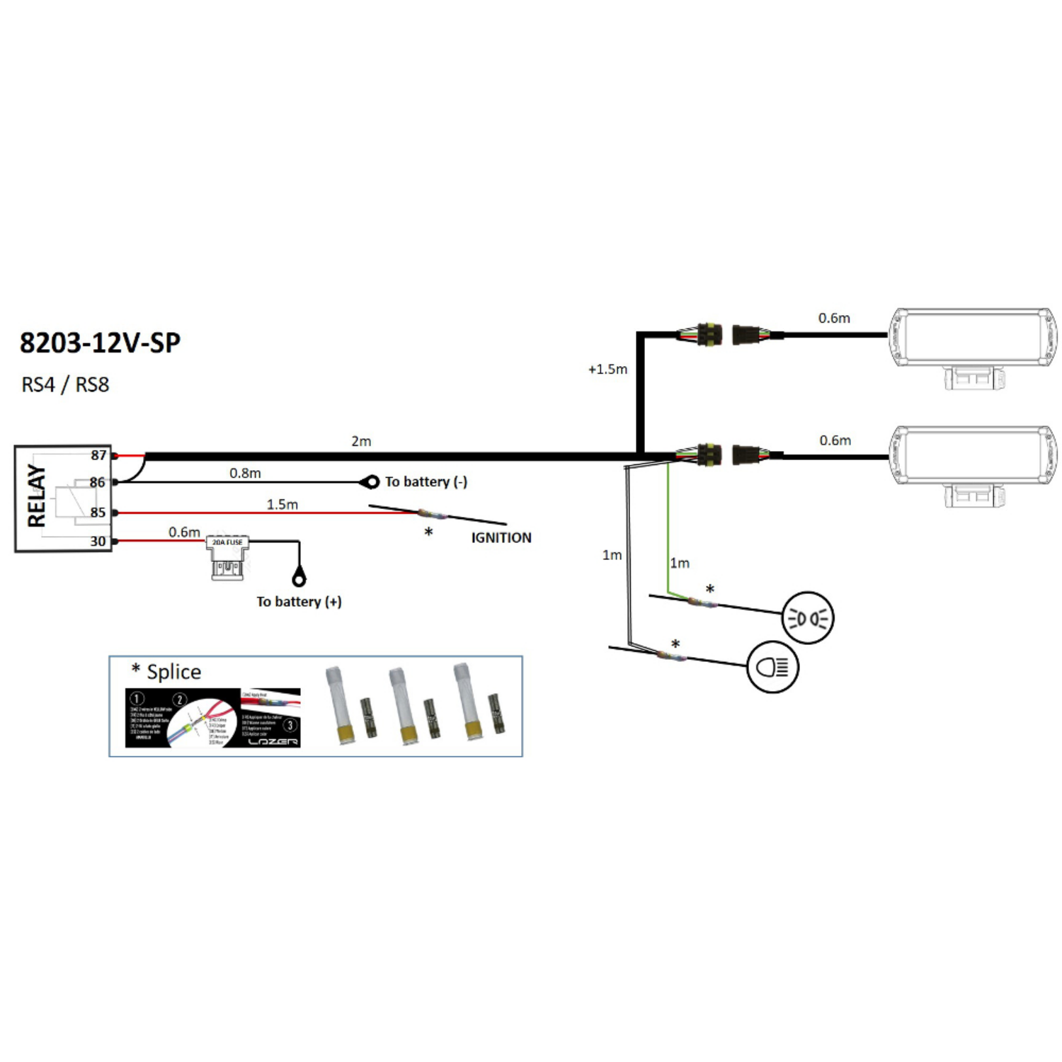 Lazer Two-lamp harness kit RS-range with splice