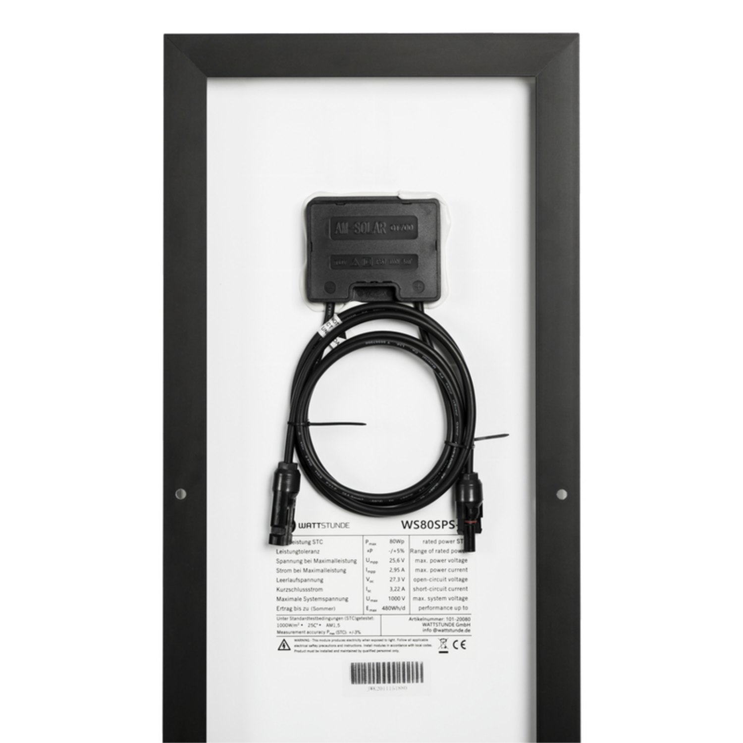 Wattstunde Solarmodul, SunPower, 80W, schmal