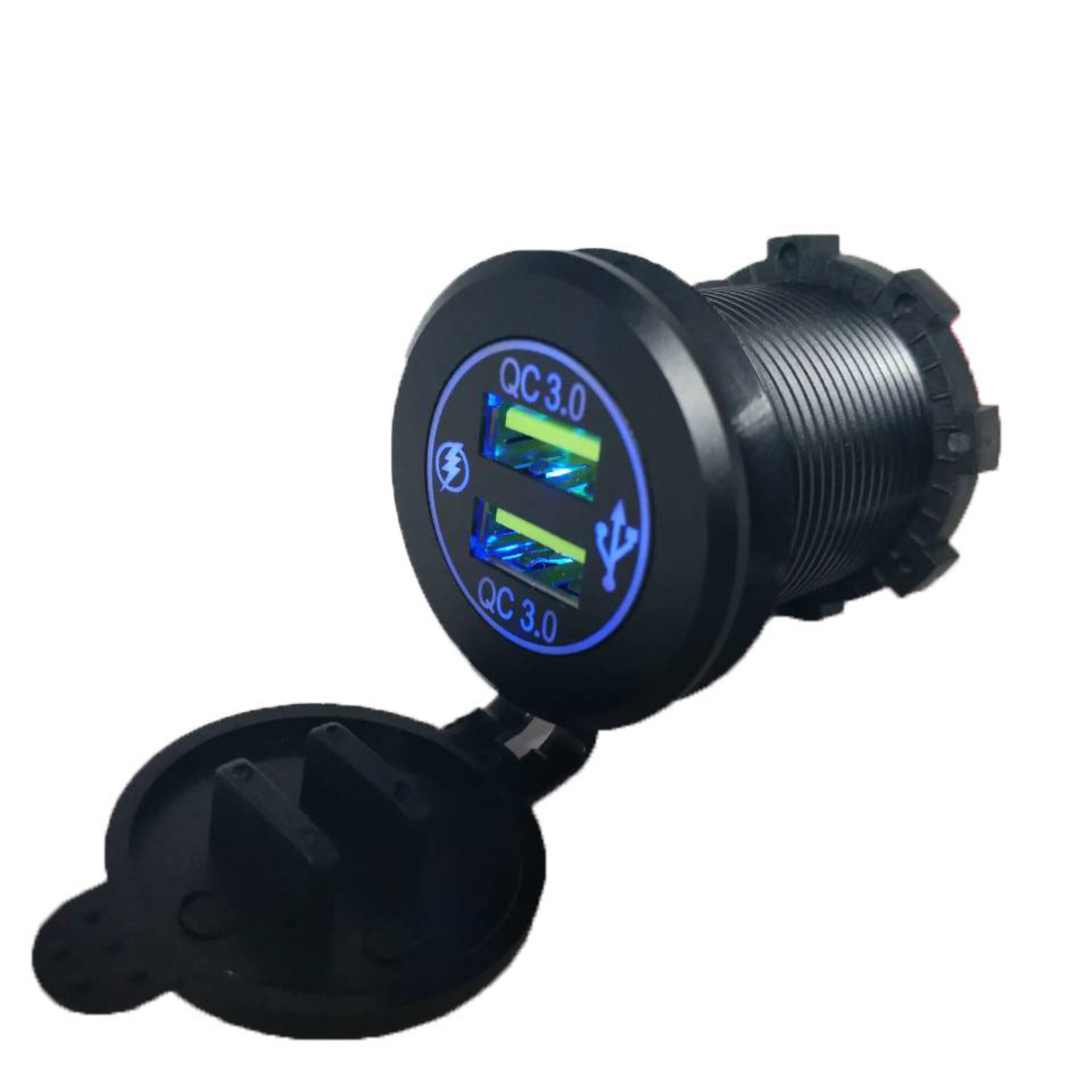 USB-Ladegerät/ USB Steckdose Quick Charge 3.0, Aluminium, schwarz