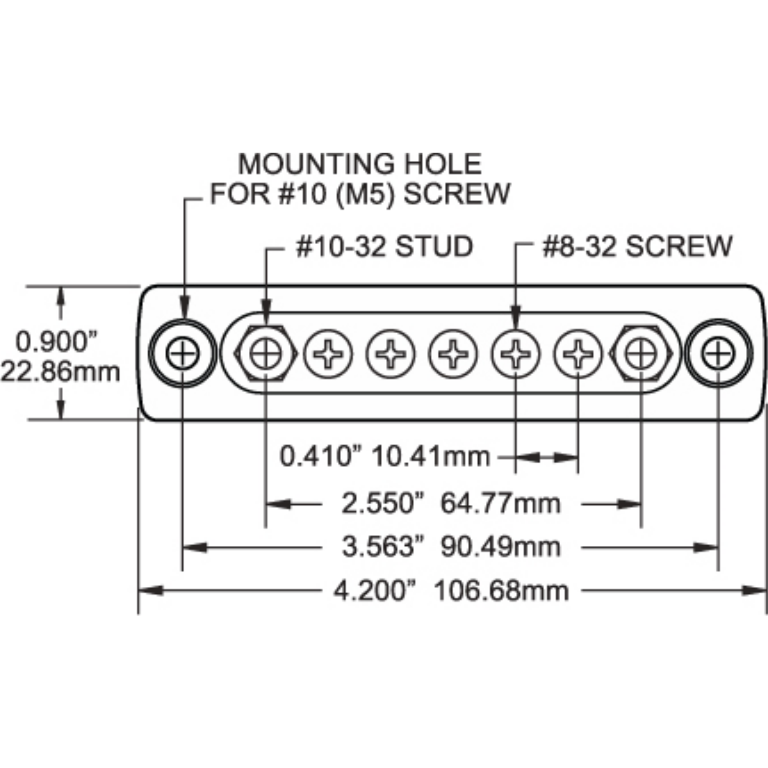 Blue Sea Systems, Verteilschiene 100A, 7-Fach 2x M5, 5x M4