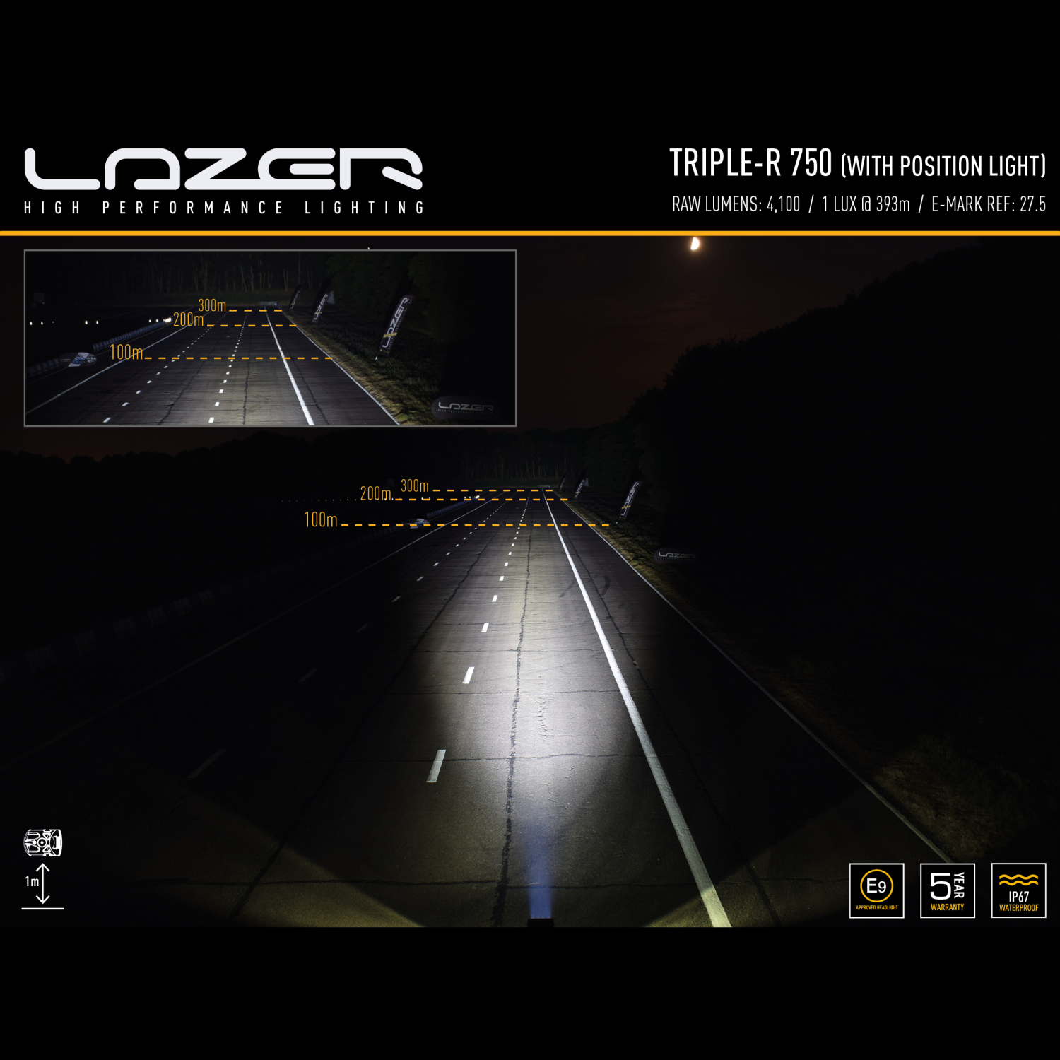 Lazer Einbausatz Kühlergrill, VW T5 (2010+), inkl. 2x Triple-R 750 mit Positionsleuchten