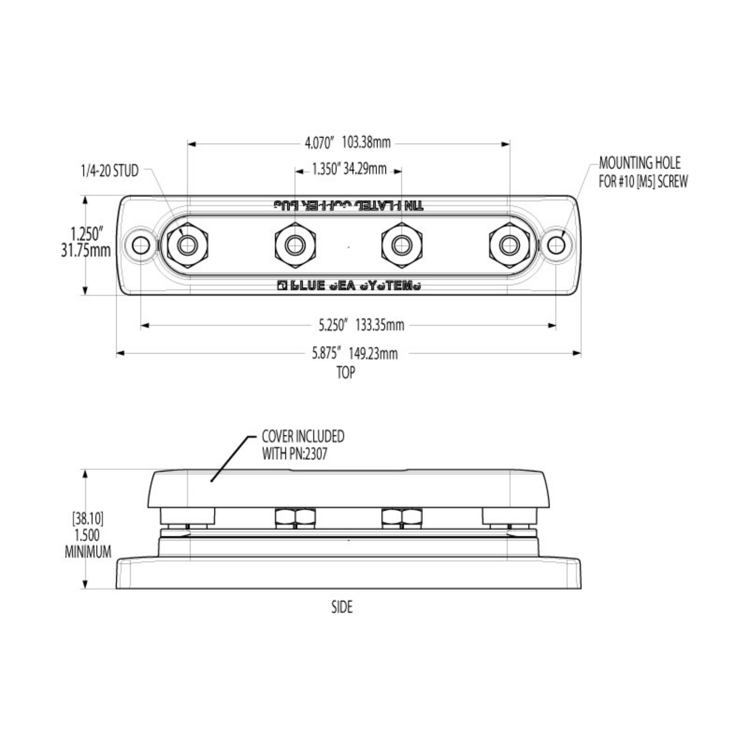 Blue Sea Systems, Verteilschiene 150A, 4-Fach 4x M6