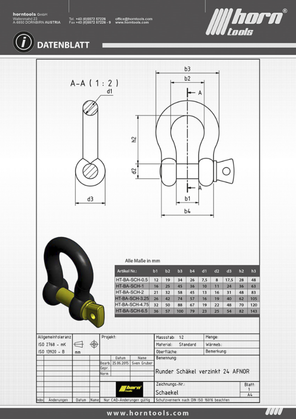 Horntools, Omega-Schäkel 4.75t, schwarz