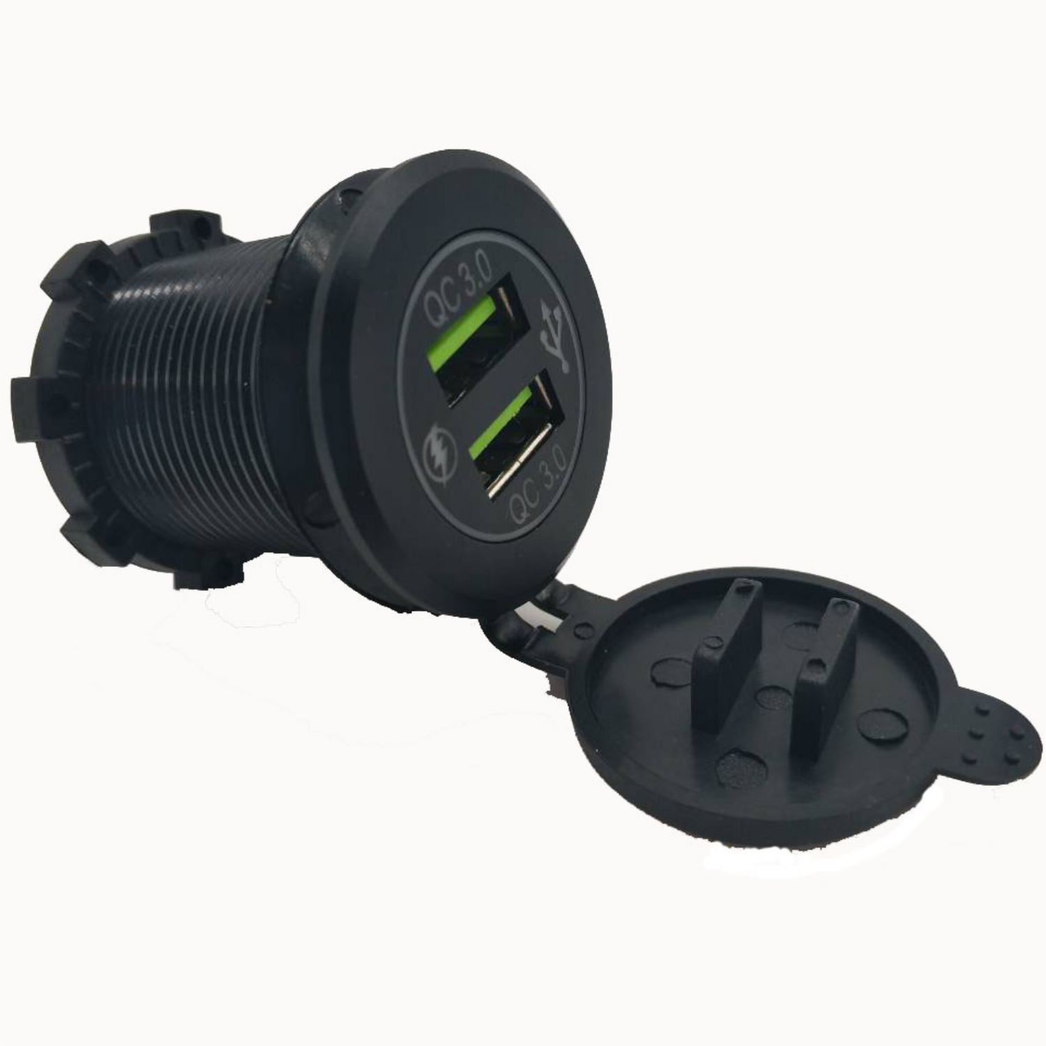 USB-Ladegerät/ USB Steckdose Quick Charge 3.0, Aluminium, schwarz