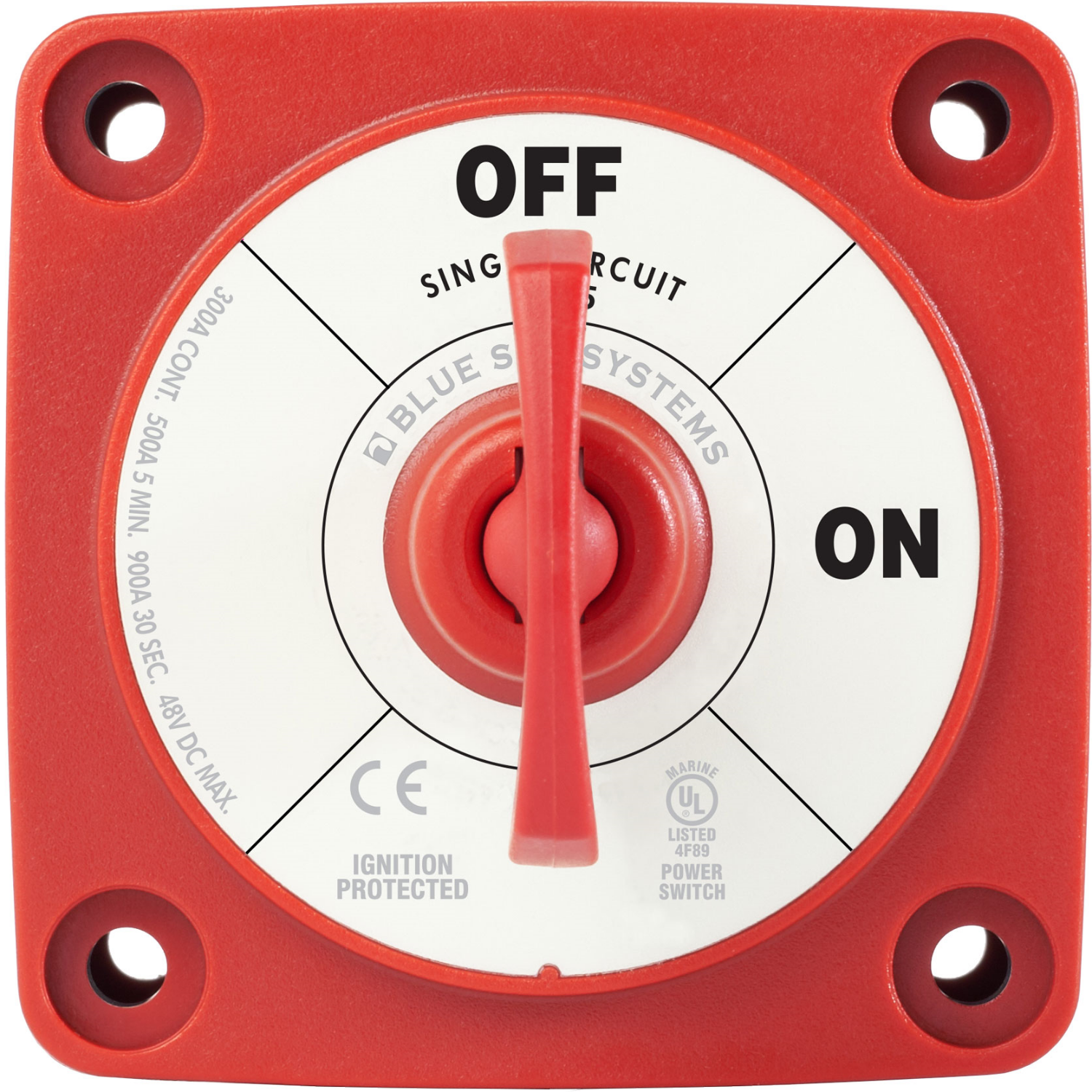 Blue Sea Systems, Trennschalter 300A 1-Polig, 2-Positionen mit Schlüssel